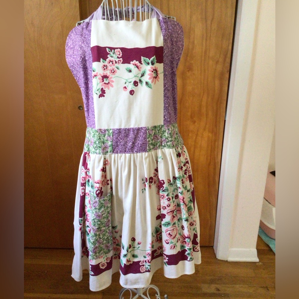Vintage tablecloth patchwork apron